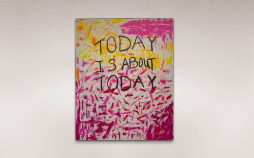 Today Is About Today acrylic on canvas with oil stick art for sale by Uzoma Obasi