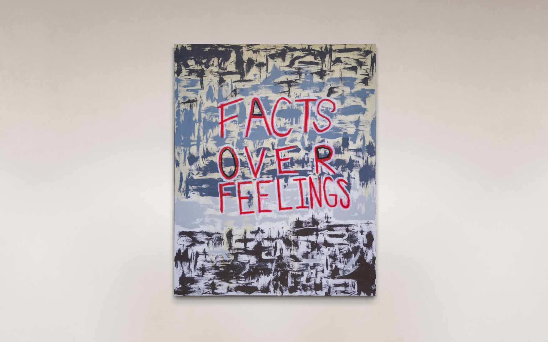 Facts Over Feelings acrylic on canvas with oil stick art for sale by Uzoma Obasi