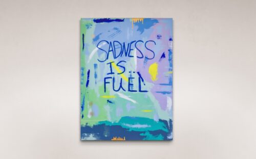 Sadness Is Fuel acrylic on canvas with oil stick art for sale by Uzoma Obasi