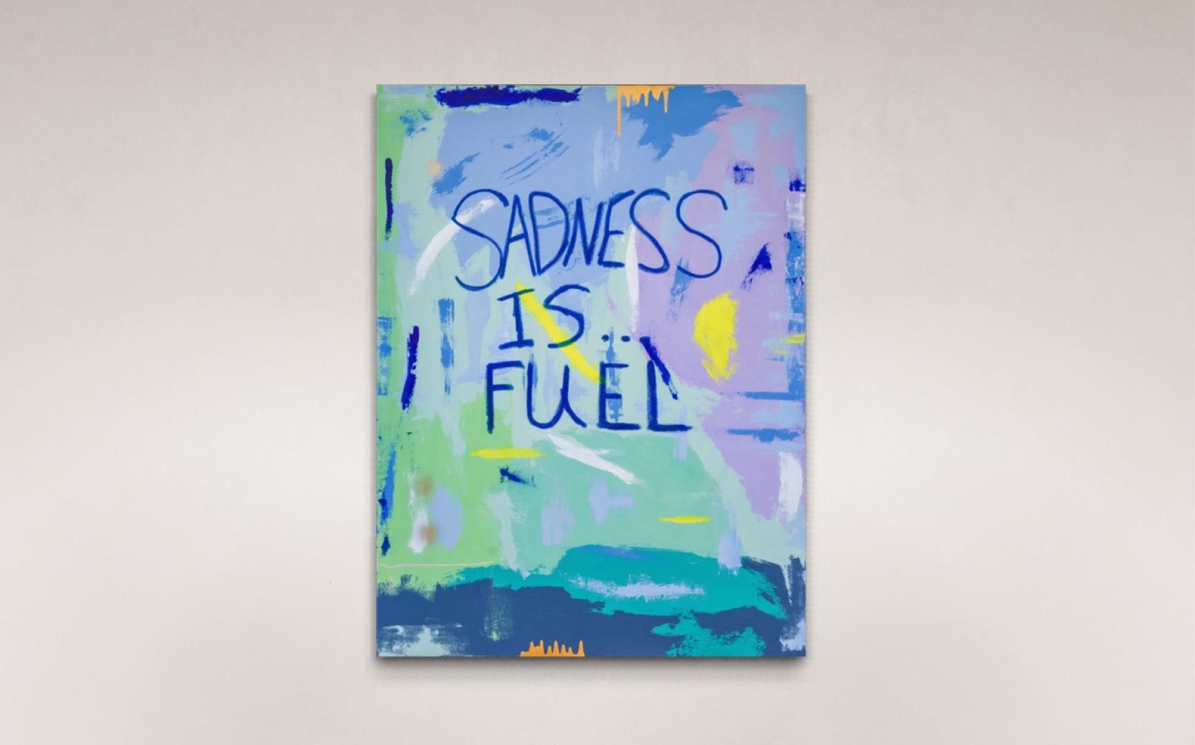 Sadness Is Fuel acrylic on canvas with oil stick art for sale by Uzoma Obasi