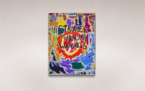 Stronger Than My Weakness acrylic on canvas with oil stick art for sale by Uzoma Obasi