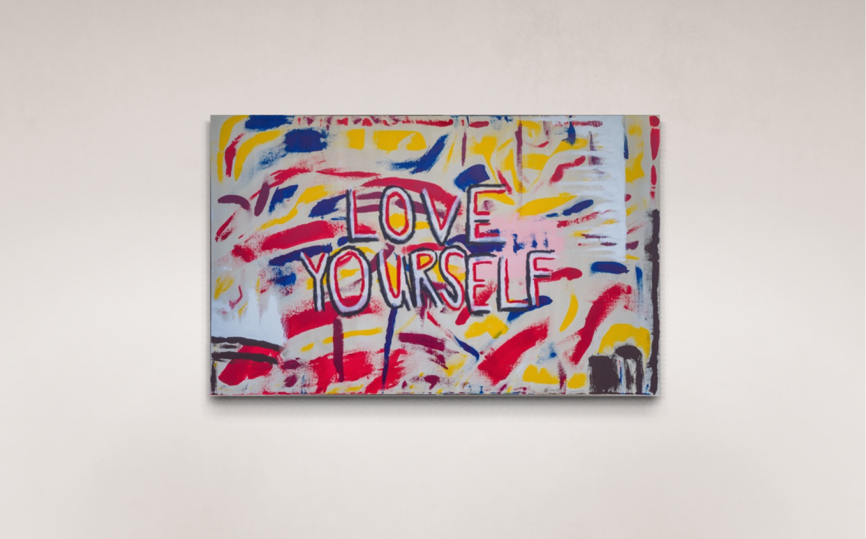 Love Yourself acrylic on canvas with oil stick art for sale by Uzoma Obasi