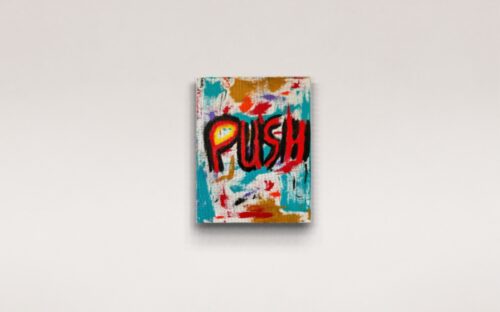 Push acrylic on canvas with oil stick art for sale by Uzoma Obasi