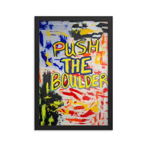 Push The Boulder Framed Art Print by Uzoma Obasi Uzoma Obasi | Abstract Art | Fine Art Prints | Cool Art