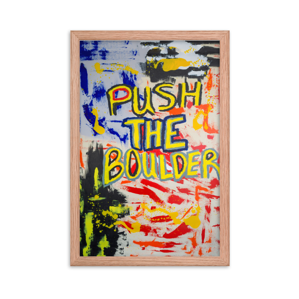 Push The Boulder Framed Art Print by Uzoma Obasi